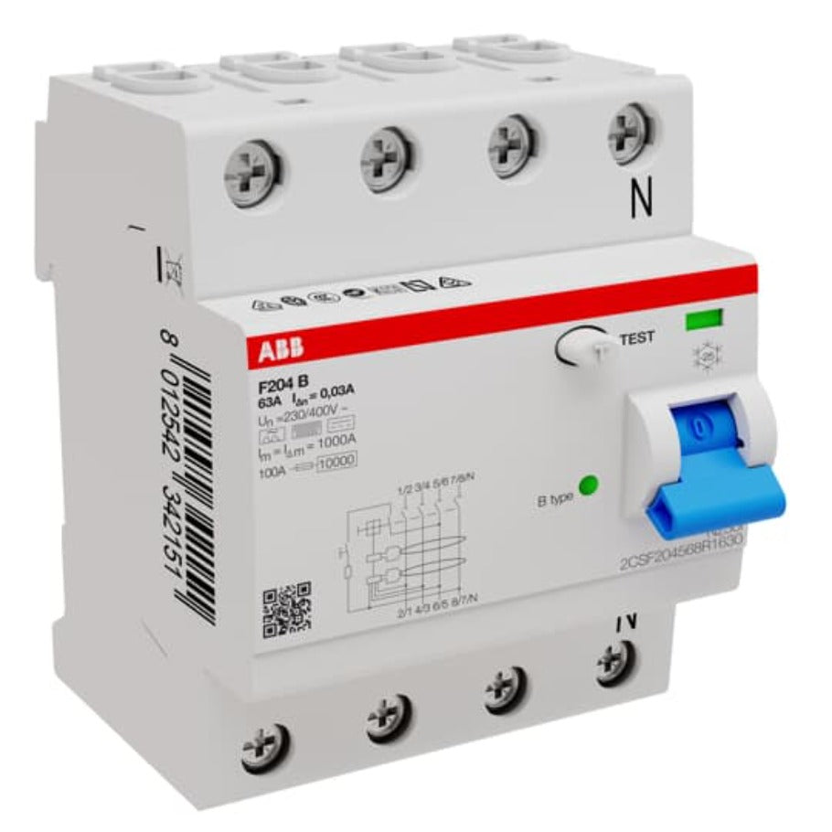 FI-Schalter Typ B F204B-63/0,03 4P B63A 30mA 3kA 4TE ABB 2CSF204568R1630 | ABB