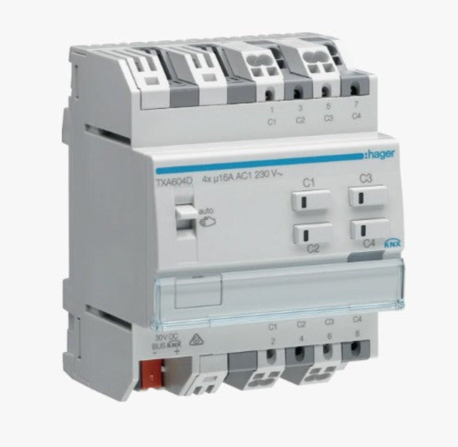 Hager Schaltaktor Jalousie Aktor TXA604D easy für C-Last 16 A 4/2-fach KNX | Hager