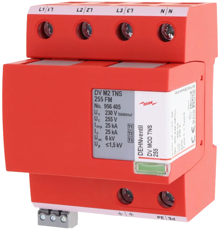 DEHNventil M2 TNS FM – Modularer Kombi-Ableiter Typ 1+2+3 für TN-S-Systeme, Art.-Nr. 956405