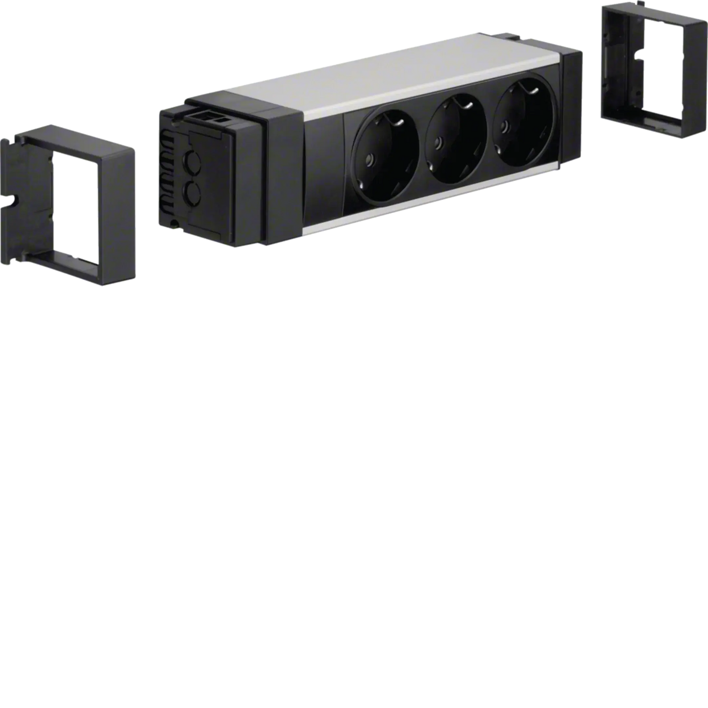 Anschlussblock 3 Steckdosen Klemmtechnik Aluminium eloxiert | Hager
