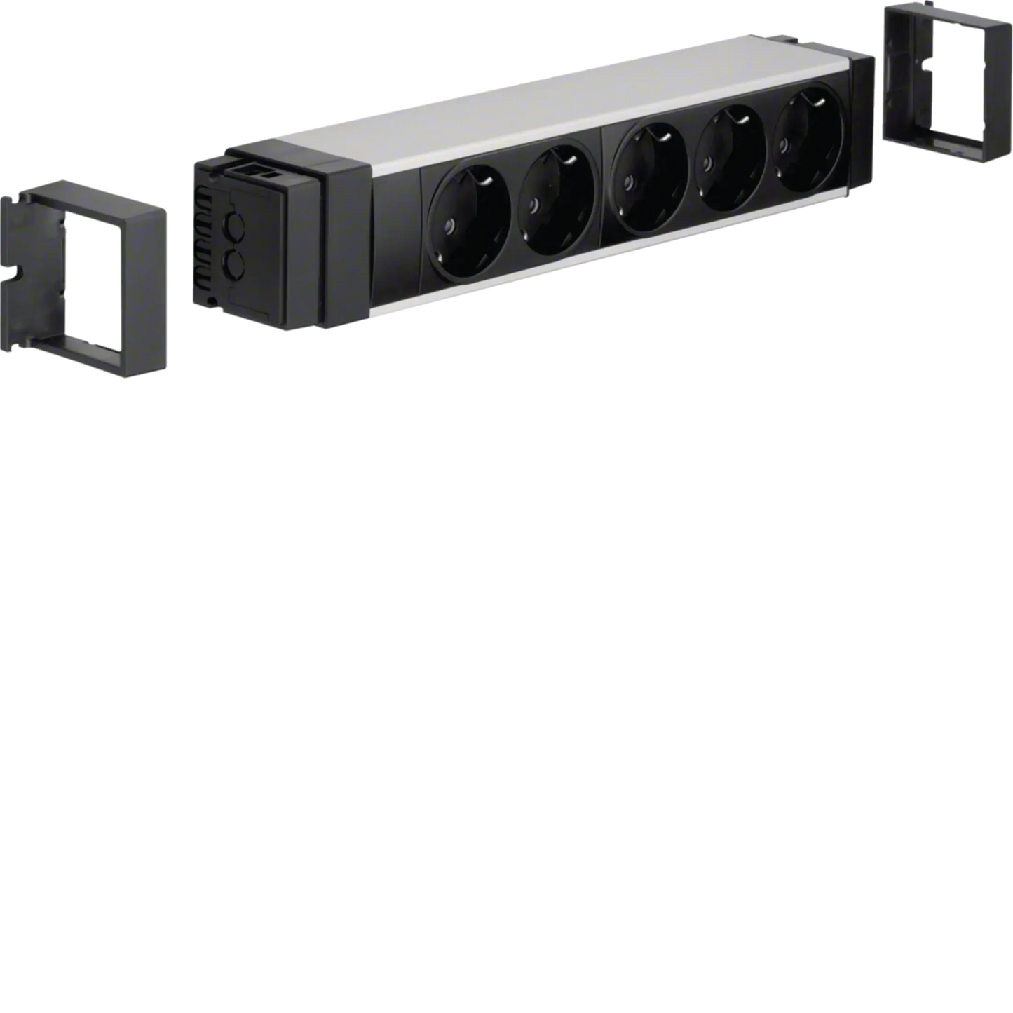 Anschlussblock 5 Steckdosen Klemmtechnik Aluminium eloxiert | Hager