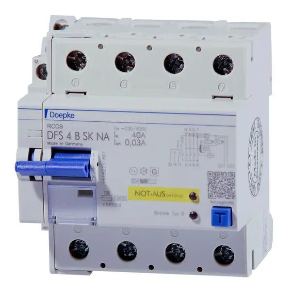 DOEPKE FI-Schutzschalter DFS4 40A Typ B SK NA (Not-Aus, 4-polig, 30mA) | Doepke