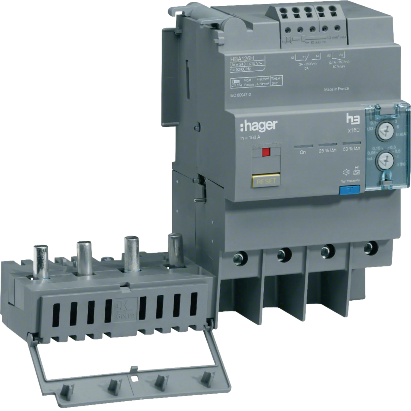 FI-Block Baugröße x160 4polig 125A Idn einstellbar | Hager