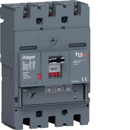 Leistungsschalter h3+ P250 LSnI 3P3D 160A 70kA FTC | Hager