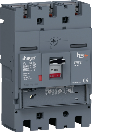 Leistungsschalter h3+ P250 LSnI 3P3D 250A 70kA FTC | Hager