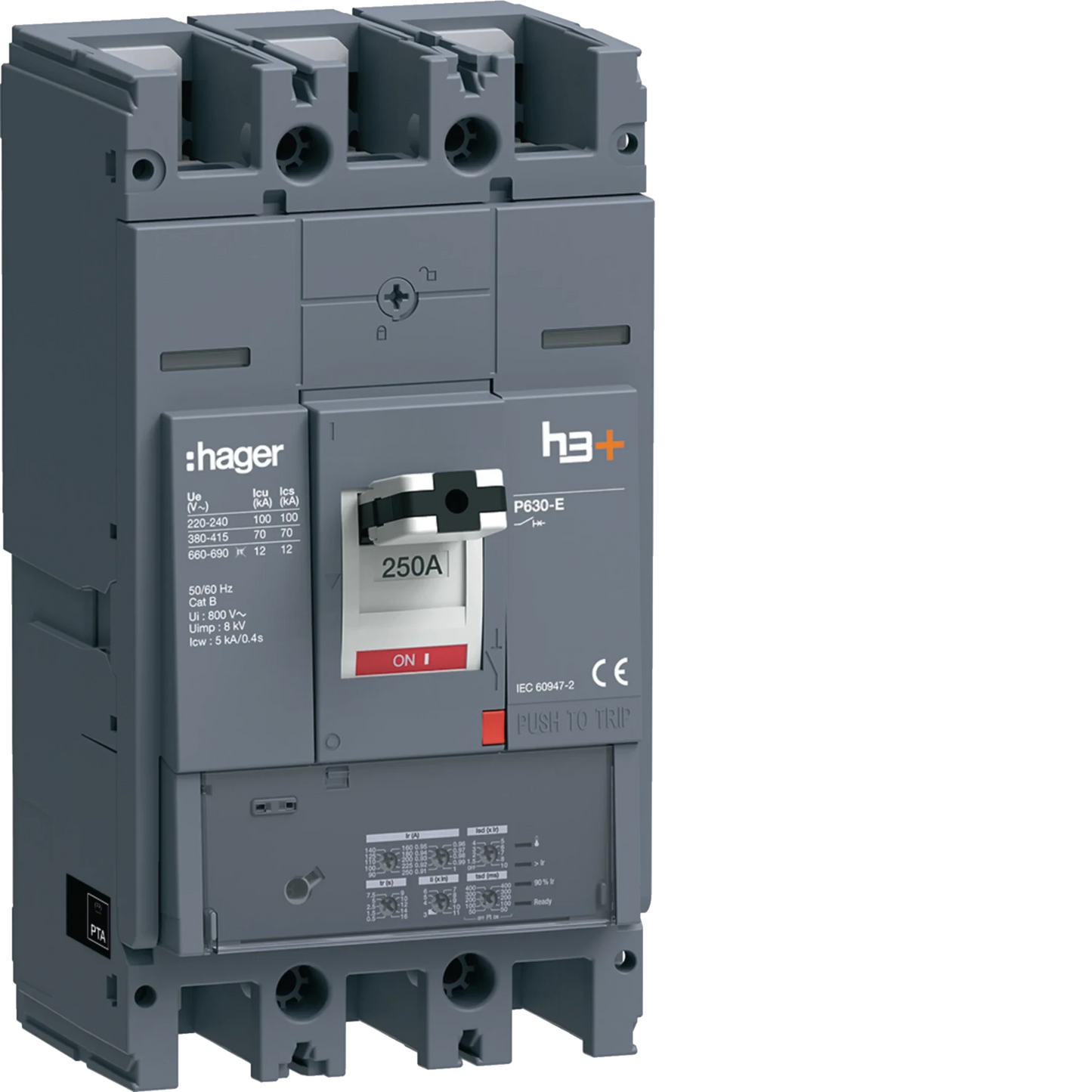 Leistungsschalter h3+ P630 LSI 3P3D 250A 70kA FTC | Hager