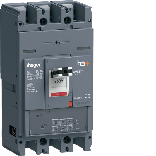 Leistungsschalter h3+ P630 LSI 3P3D 250A 70kA FTC | Hager