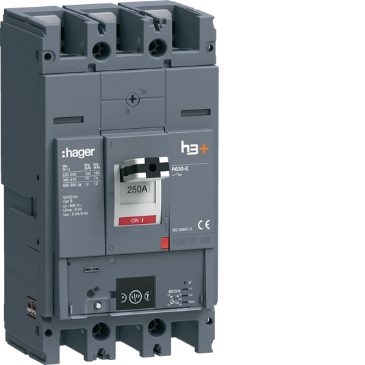 Leistungsschalter h3+ P630 Energy 3P3D 250A 70kA FTC | Hager