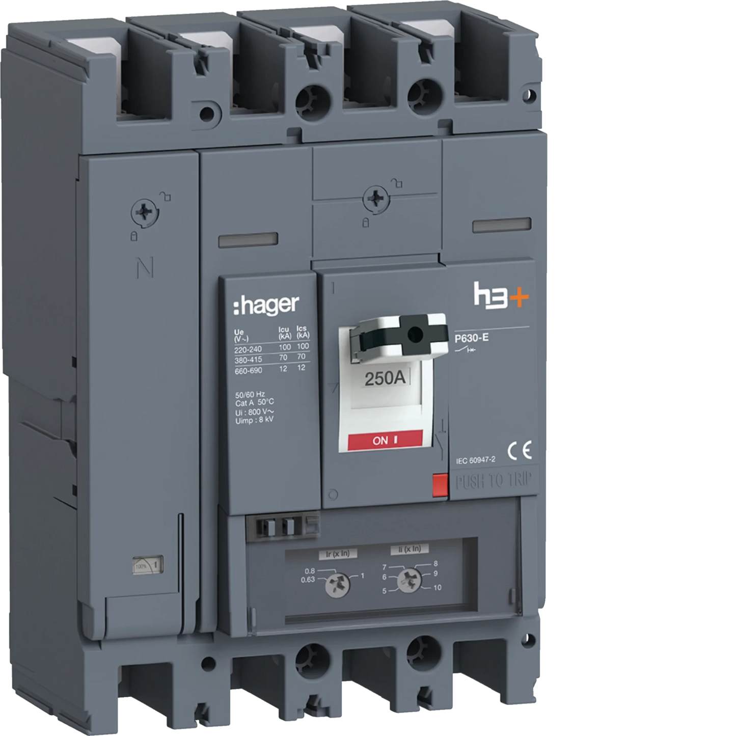 Leistungsschalter h3+ P630 TM 4x250A 70kA | Hager