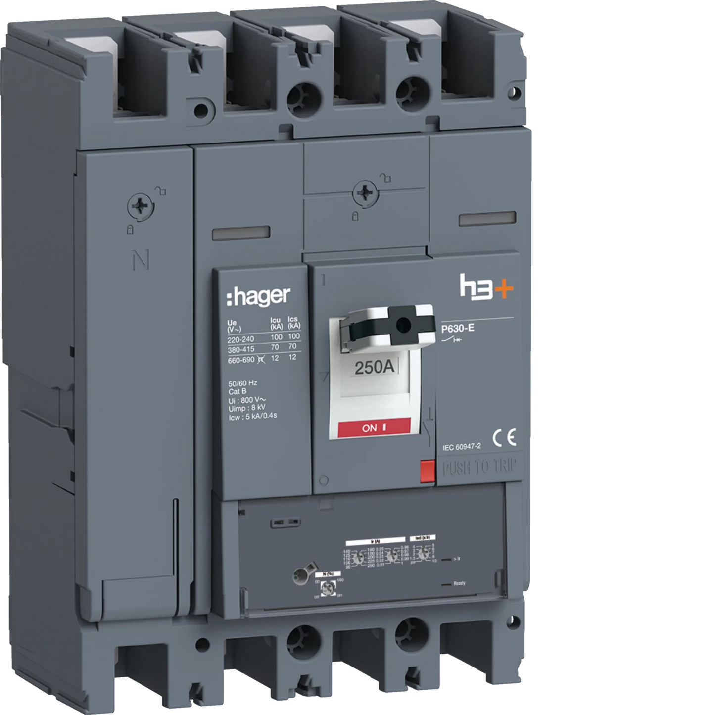 Leistungsschalter h3+ P630 LSnI 4x250A 70kA | Hager