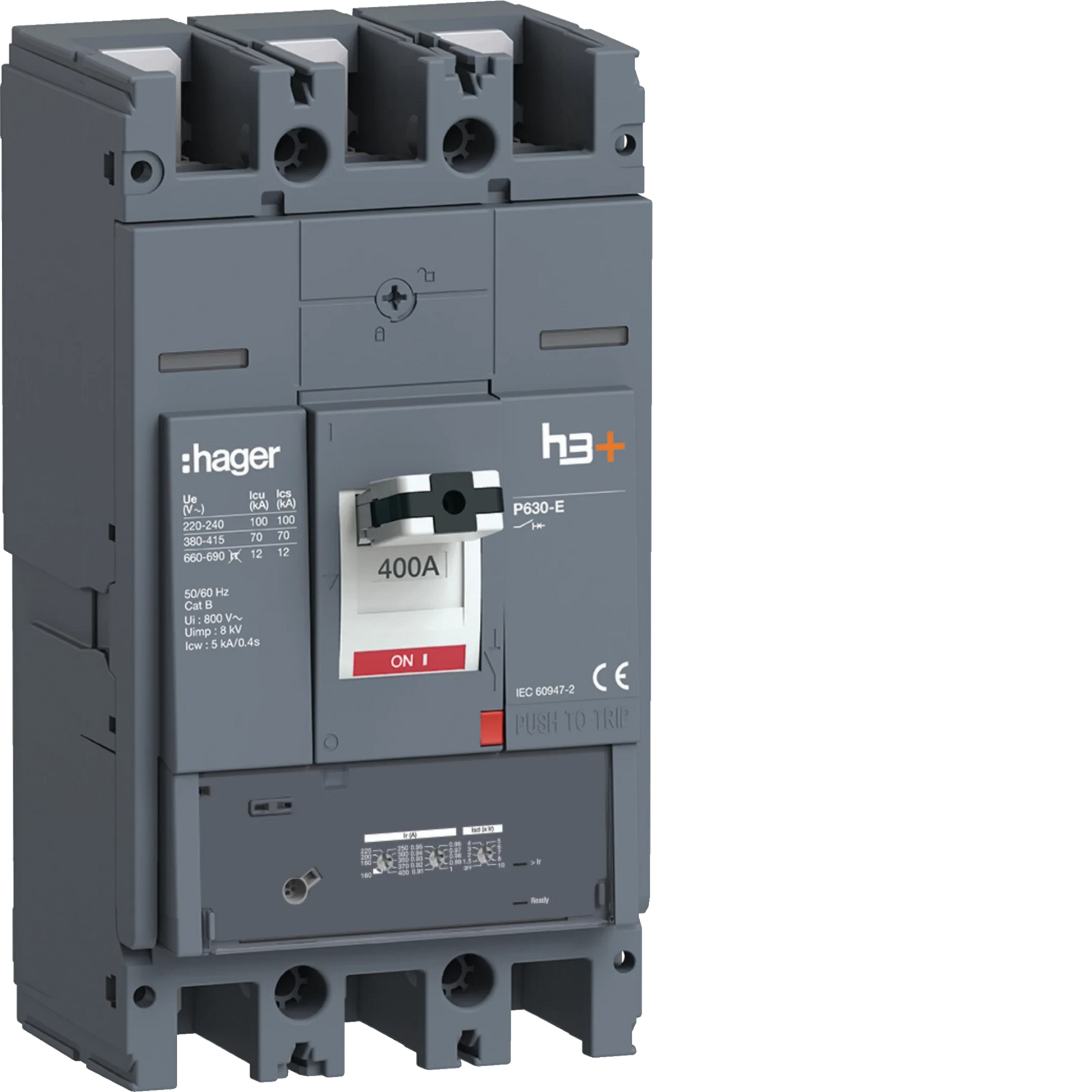 Leistungsschalter h3+ P630 LSnI 3x400A 70kA | Hager