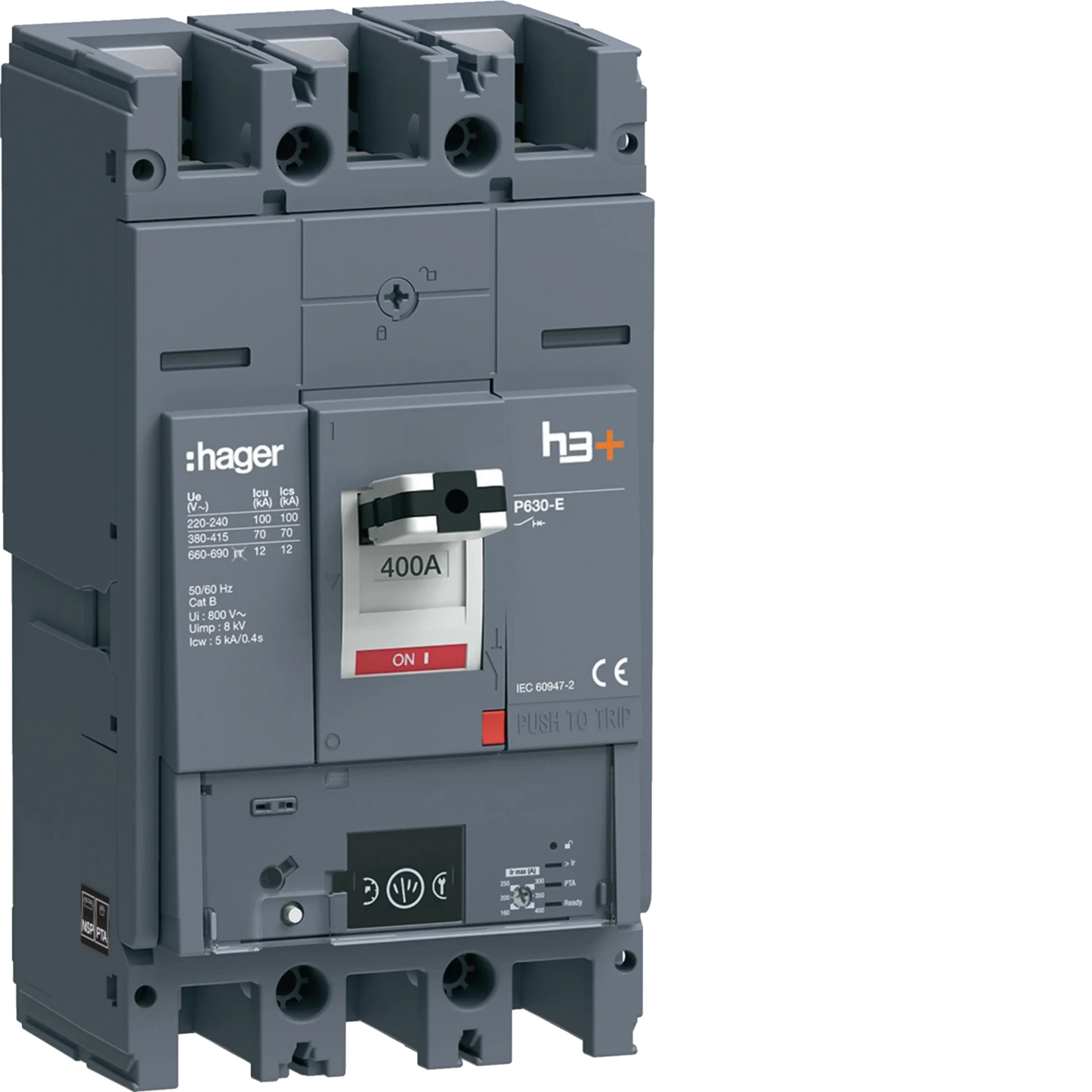 Leistungsschalter h3+ P630 Energy 3P3D 400A 70kA FTC | Hager