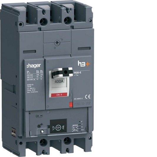 Leistungsschalter h3+ P630 Energy 3P3D 400A 70kA FTC | Hager