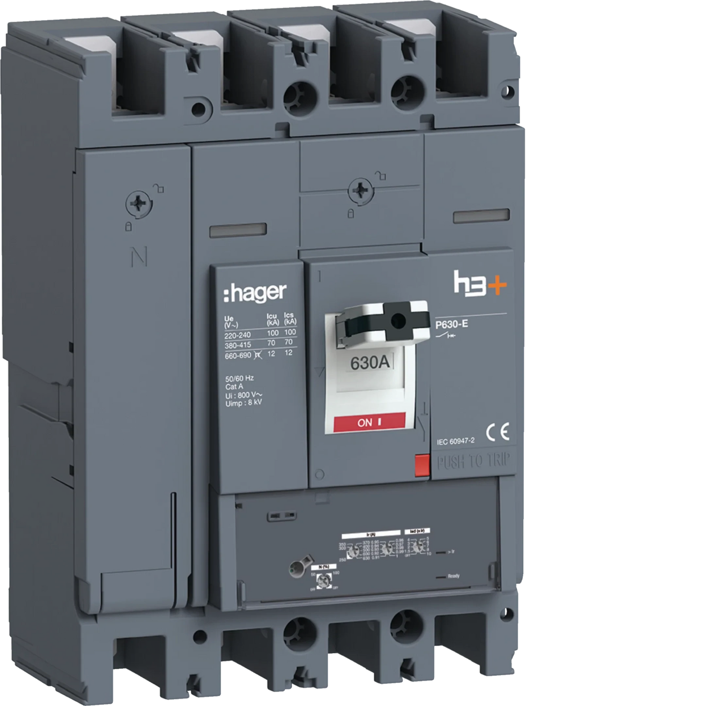 Leistungsschalter h3+ P630 LSnI 4x630A 70kA | Hager