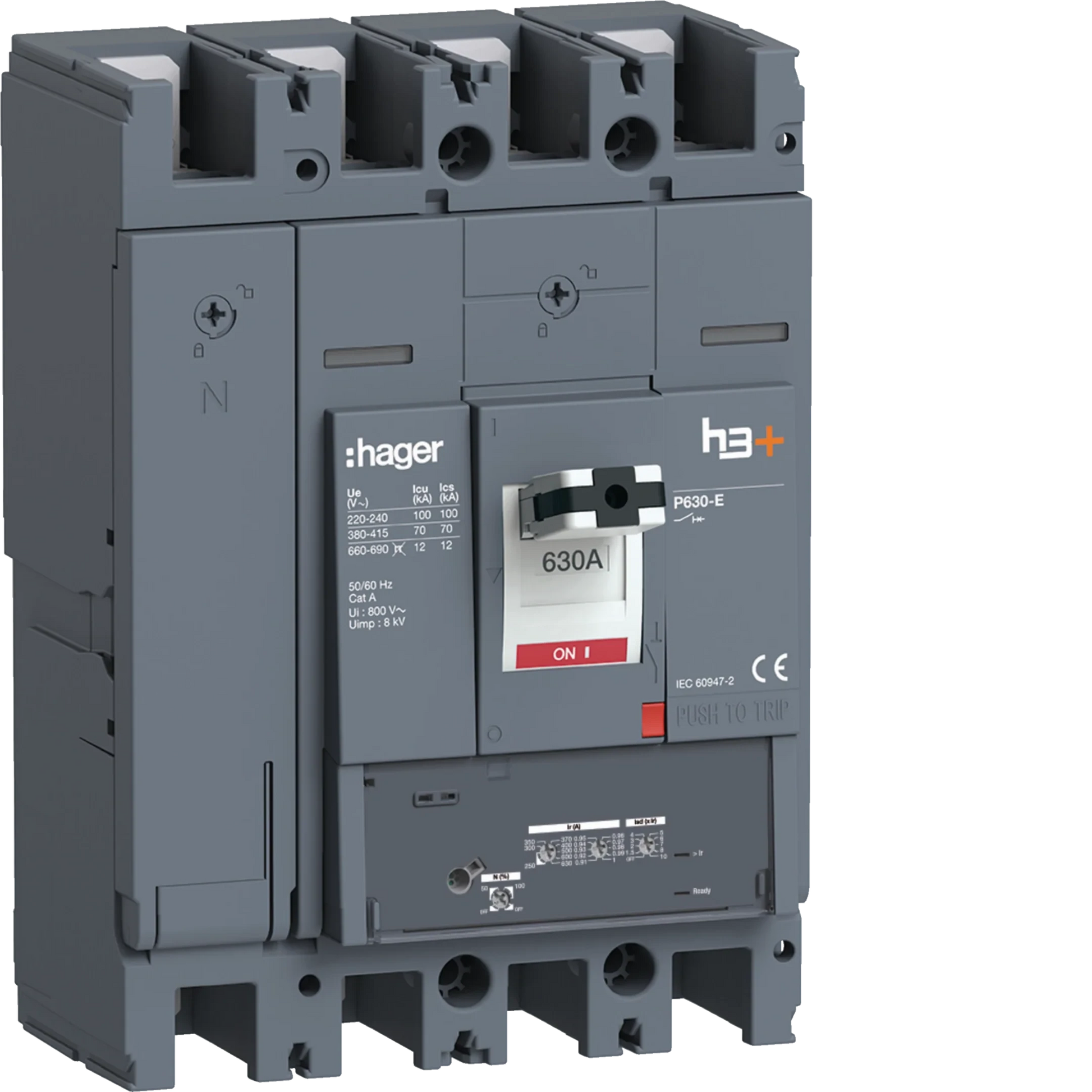 Leistungsschalter h3+ P630 LSnI 4x630A 70kA | Hager