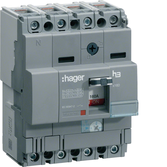 Leistungschalter h3 x160 TM ADJ 4P4D N0-100% 25A 25kA CTC | Hager