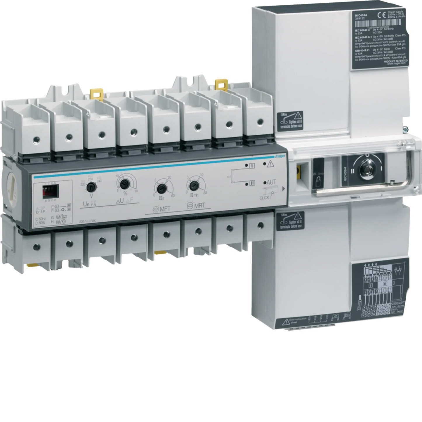 Automatischer Lastumschalter mit Schaltstellungsanzeige 4P 63A 400V | Hager