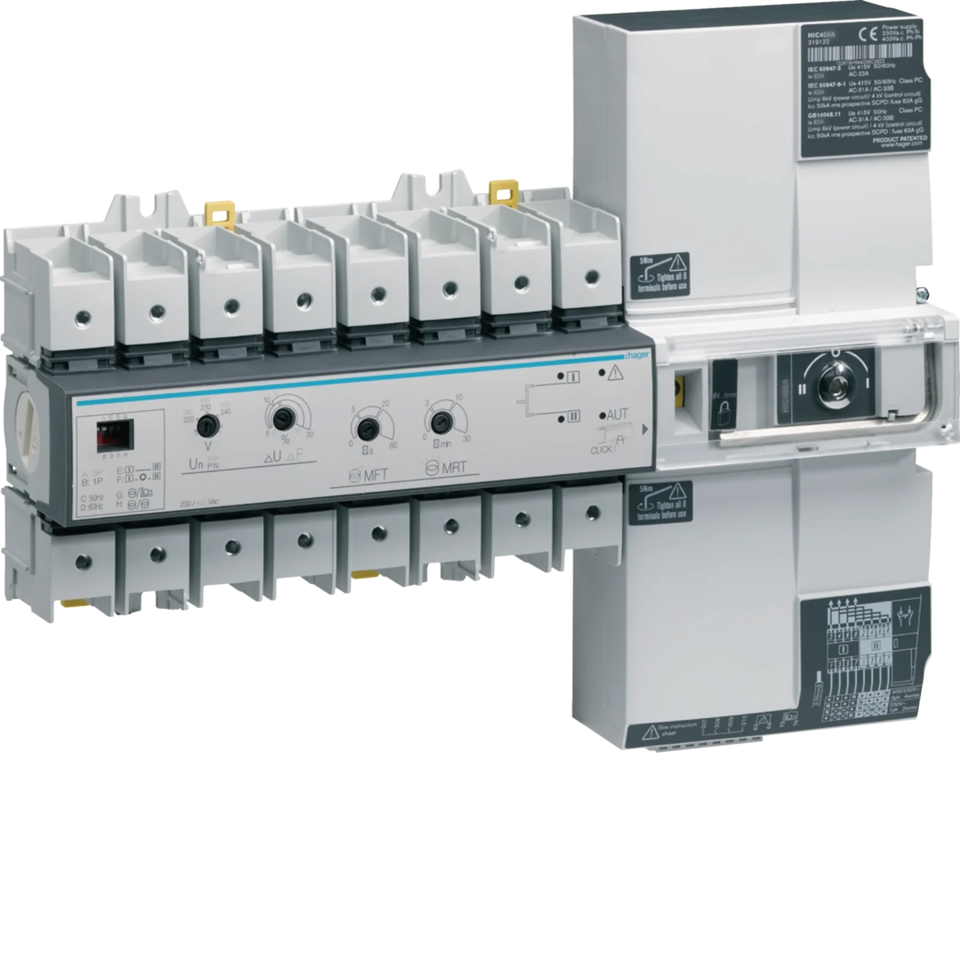 Automatischer Lastumschalter mit Schaltstellungsanzeige 4P 80A 400V | Hager