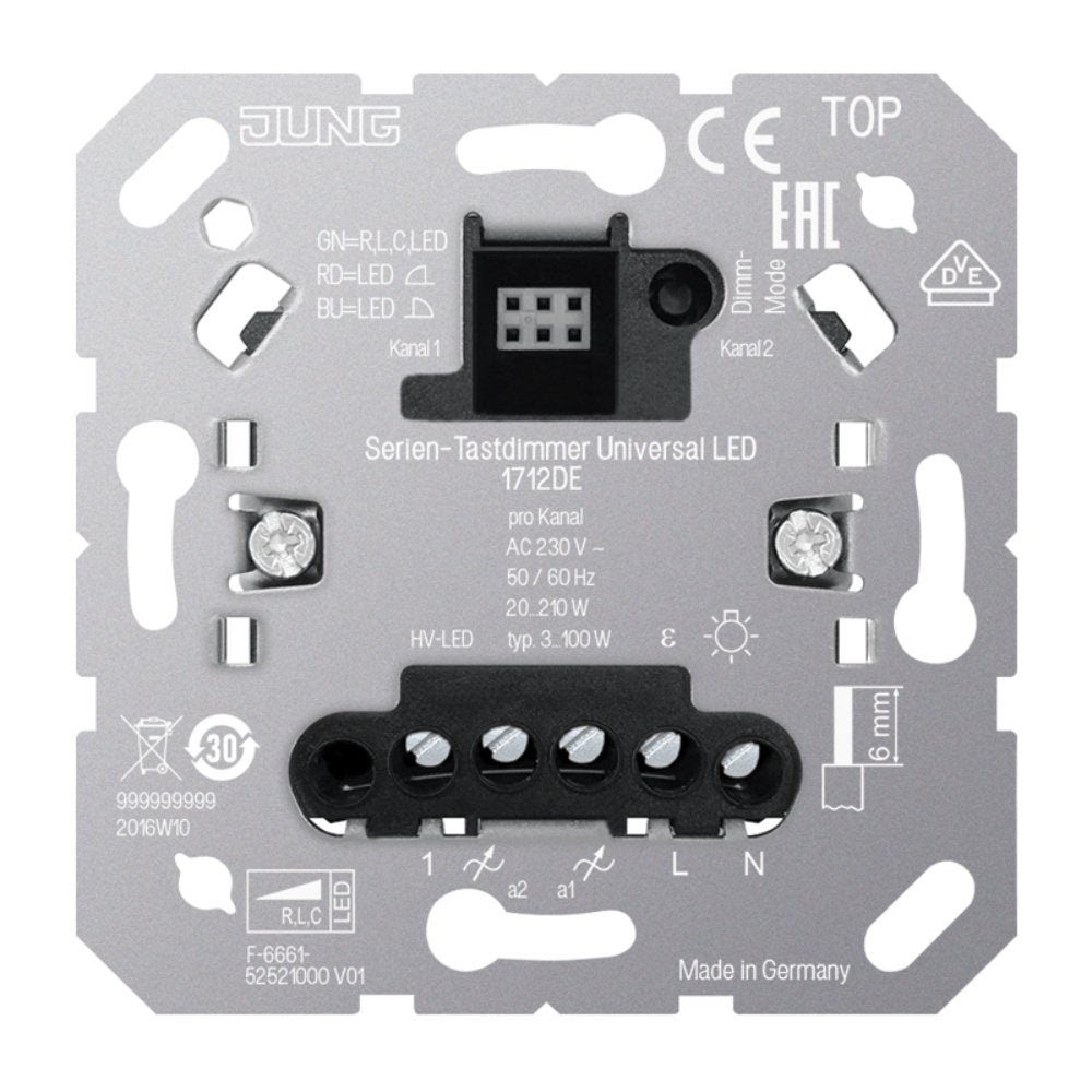 Jung Tastdimmer Serien-Tastdimmer Universal LED, mit Nebenstelleneingang Jung LED 1712DE | Jung