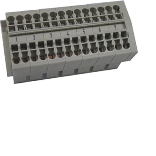 Steuerleitungsklemme, univ.Z, 7x2, 5 mm², für Hutschiene 35mm, 4 Anschlüsse/Pol | Hager