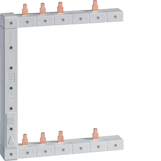 Phasenschiene senkrecht 63A links L1N-L2N-L3N zu L1N-L2N-L3N 125mm 2-reihig | Hager