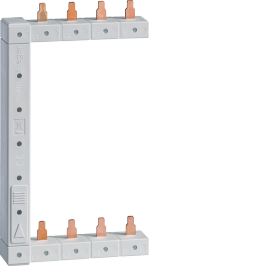 Phasenschiene senkrecht 63A links/rechts (sym.) L1L2L3N zu L1L2L3N 125mm 2-reihi | Hager