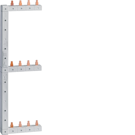 Phasenschiene senkrecht 63A links/rechts (sym.) L1L2L3N zu L1L2L3N 125mm 3-reihi | Hager