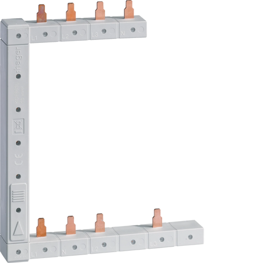 Phasenschiene senkrecht 63A links L1L2L3N zu L1N-L2N-L3N 125mm 2-reihig | Hager