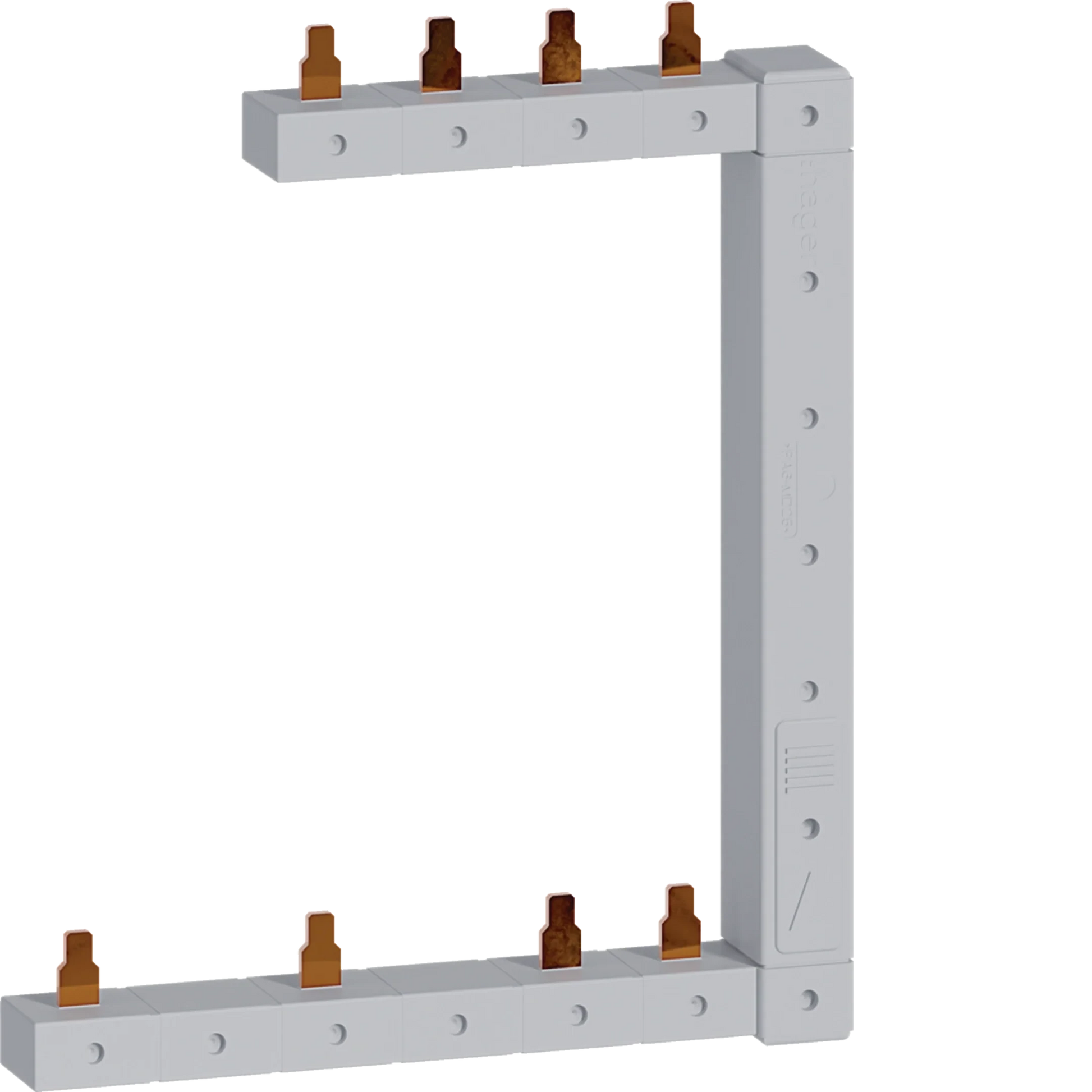 Phasenschiene senkrecht 63A rechts L1L2L3N zu L1N-L2N-L3N 125mm 2-reihig | Hager