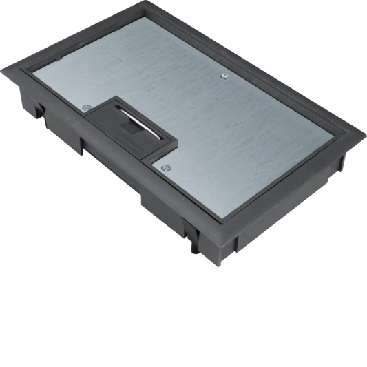 Klappdeckel E04 147x247mm für 8mm Bodenbelag aus Polyamid tiefschwarz | Hager
