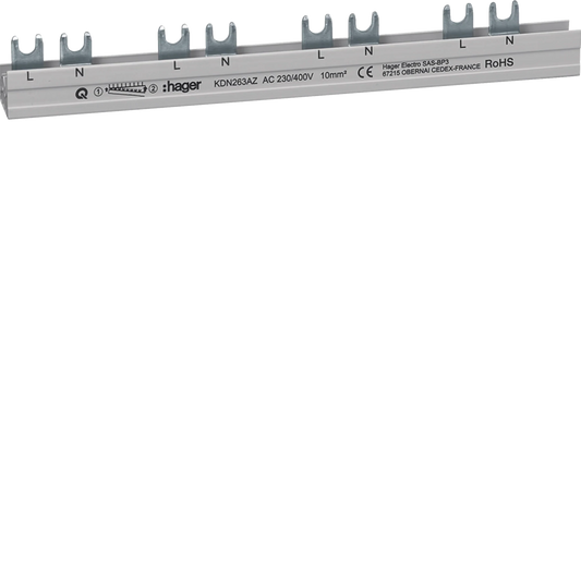 Phasenschiene 2P Gabelanschluss 10 mm² für ARFxxxD 12 Module | Hager