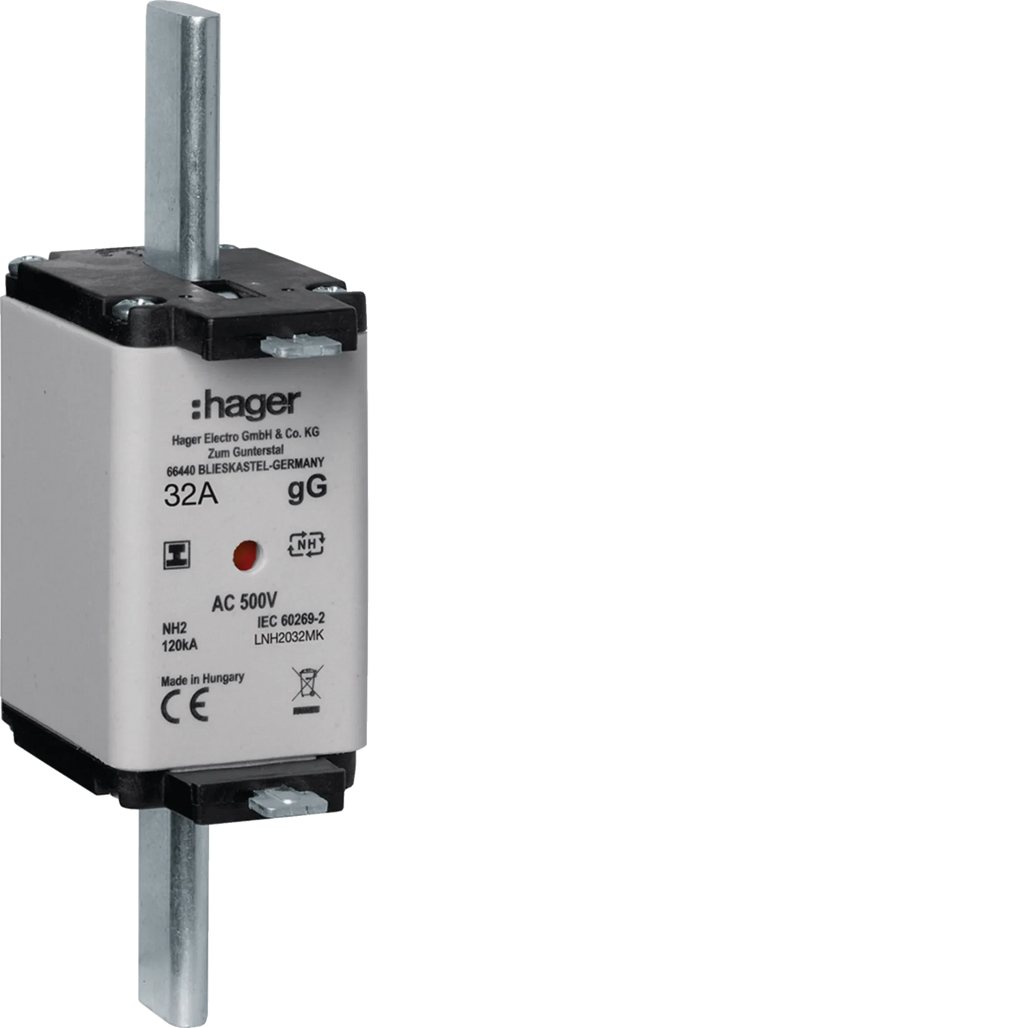 NH-Sicherungseinsatz NH2C gG 500V 32A  Kombimelder spannungsfreie Grifflasche | Hager