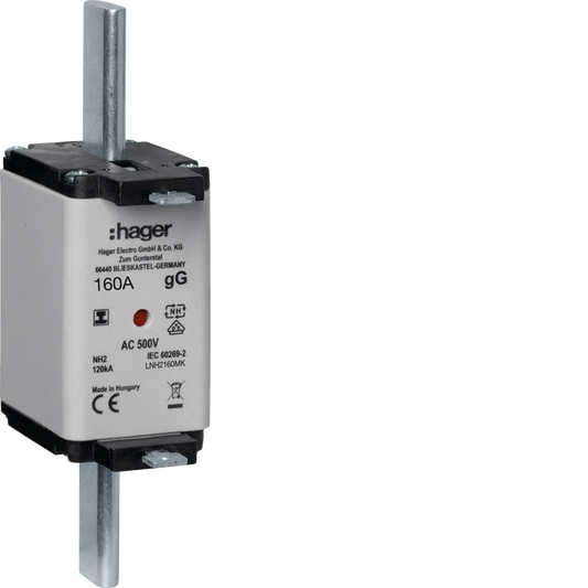 NH-Sicherungseinsatz NH2C gG 500V 160A Kombi-Melder mit isolierter Grifflasche | Hager