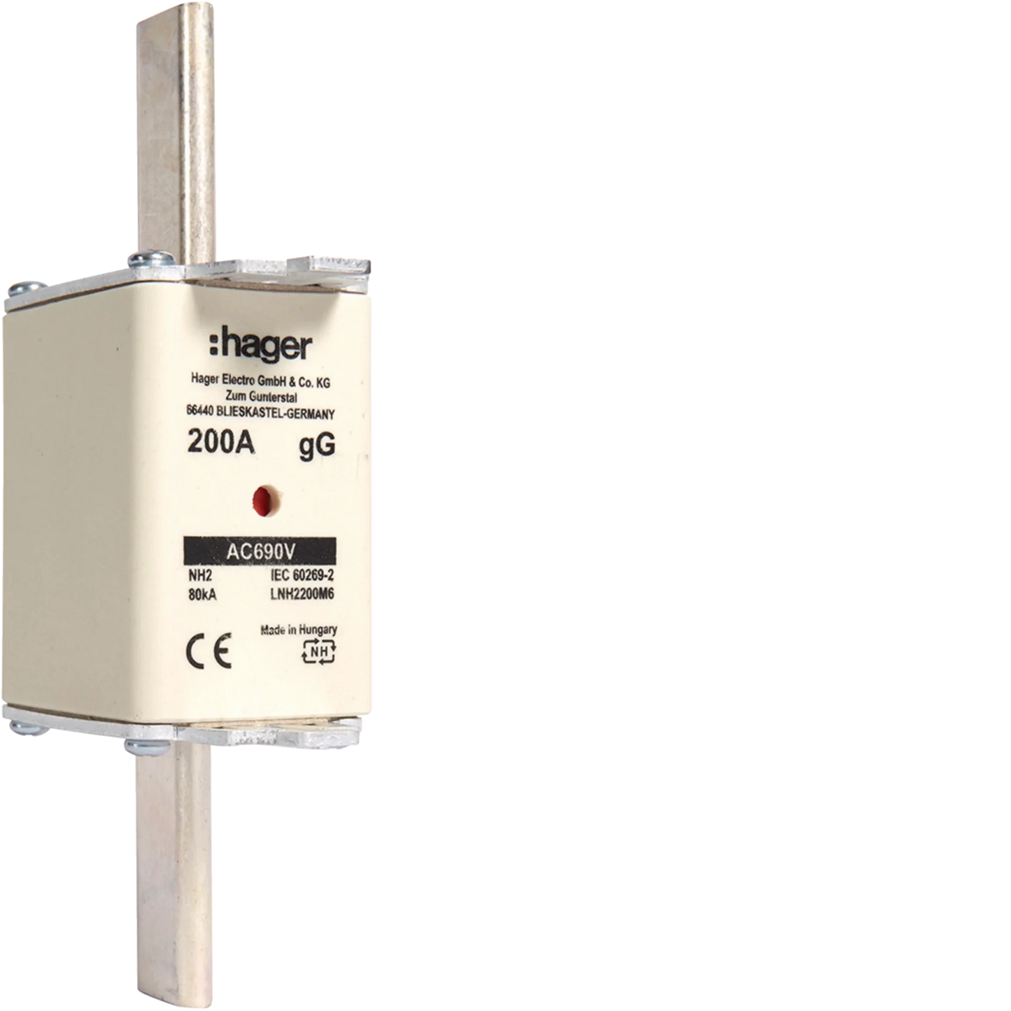NH-Sicherungseinsatz NH2C gG 690V 200A Kombimelder Grifflasche spannungsführend | Hager