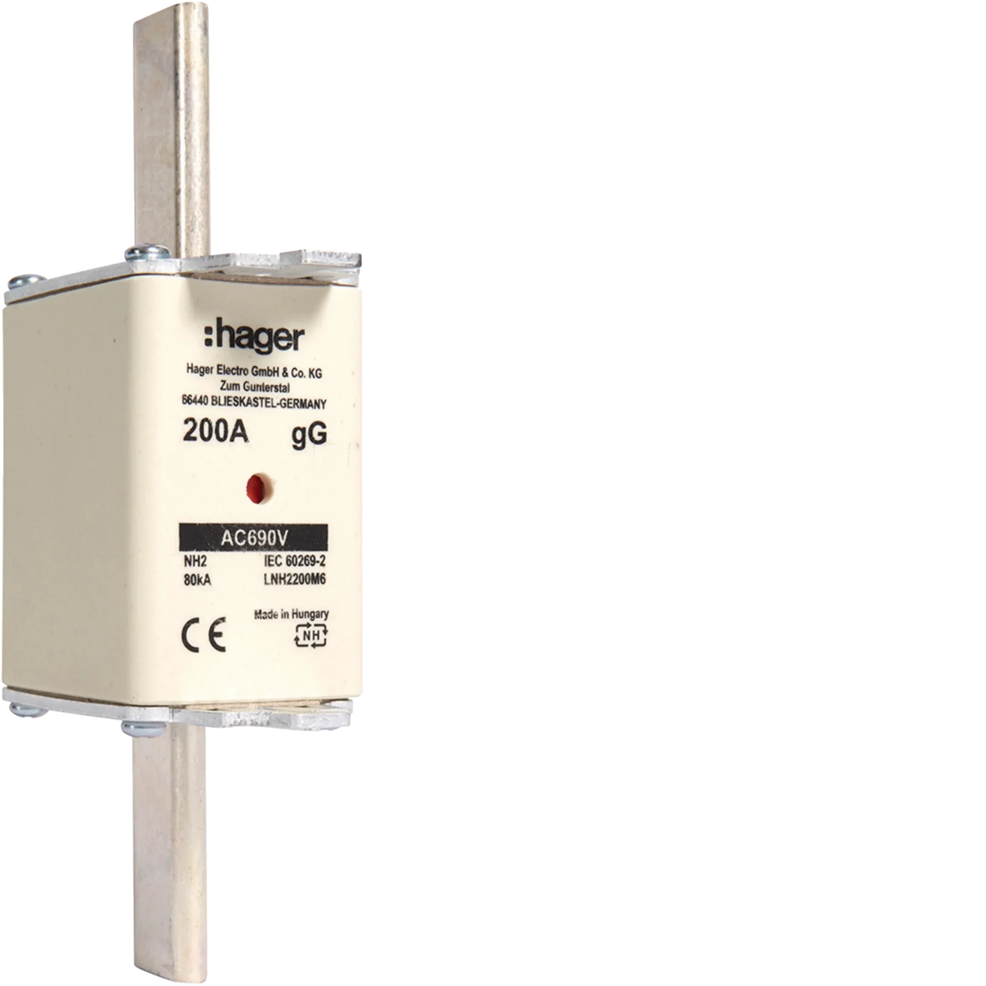 NH-Sicherungseinsatz NH2C gG 690V 200A Kombimelder Grifflasche spannungsführend | Hager