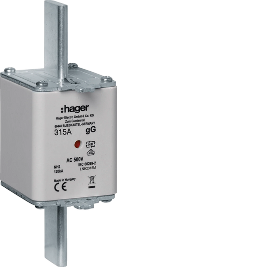 NH-Sicherungseinsatz NH2 gG AC500V 315A Kombi-Melder mit Metall-Grifflasche | Hager