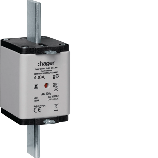 NH-Sicherungseinsatz NH2 gG 500V 400A Kombi-Melder mit isolierter Grifflasche | Hager