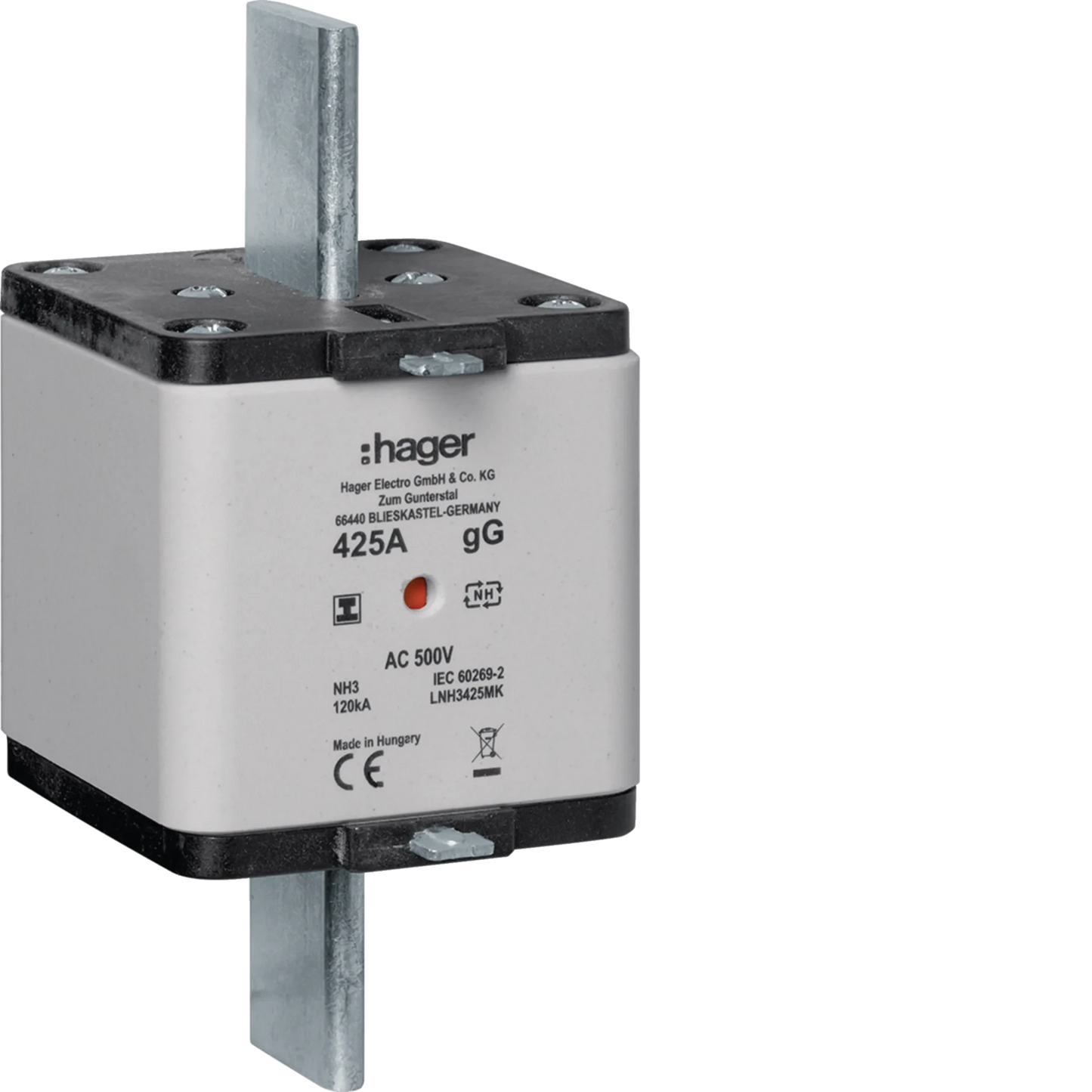 NH-Sicherungseinsatz NH3 gG 500V 425A Kombi-Melder mit isolierter Grifflasche | Hager