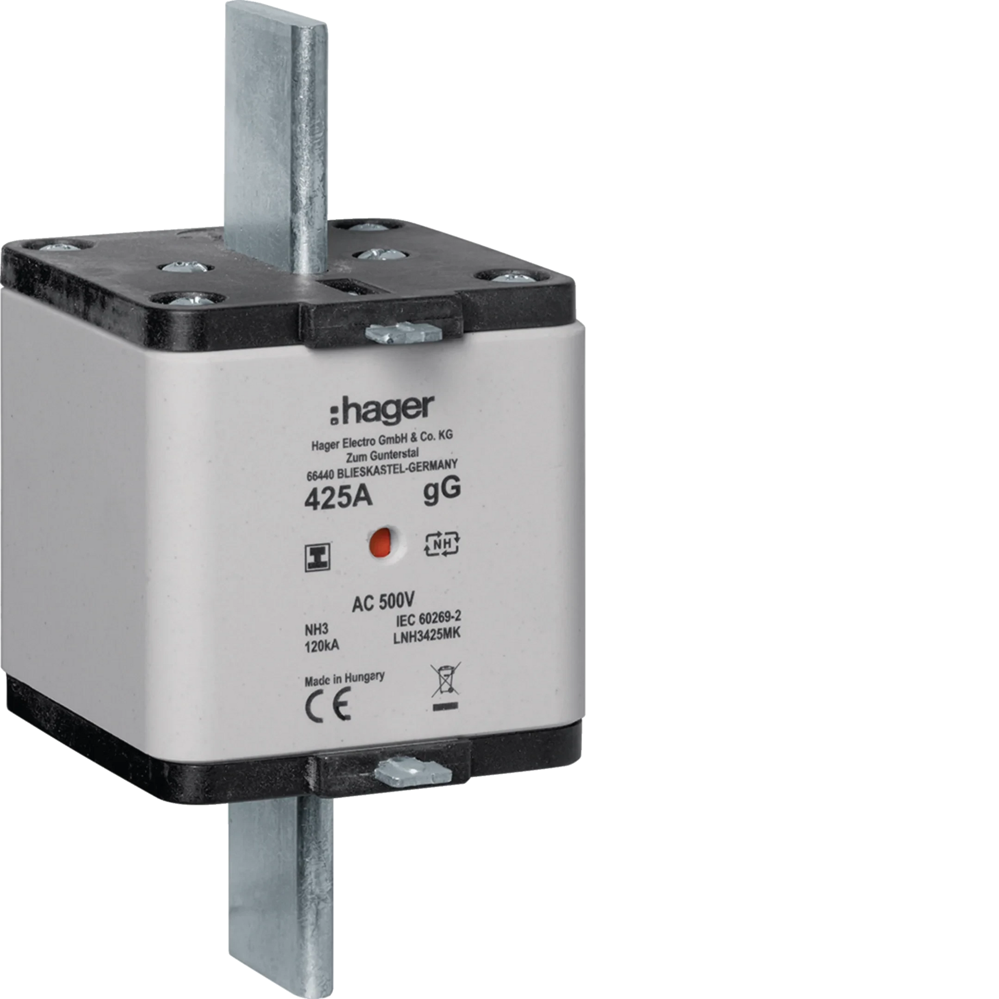 NH-Sicherungseinsatz NH3 gG 500V 425A Kombi-Melder mit isolierter Grifflasche | Hager