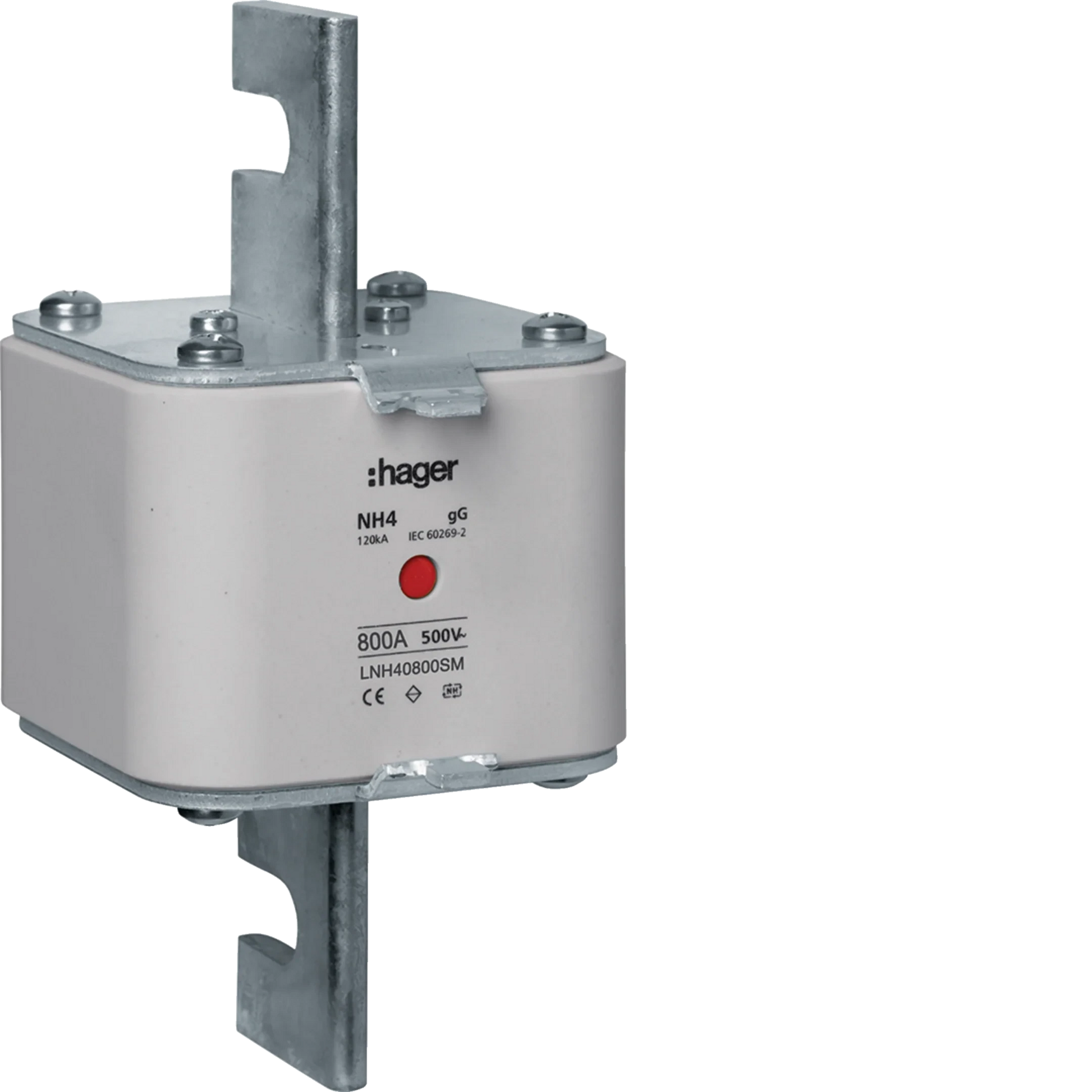 NH-Sicherungseinsatz NH4 gG 500V 800A Mittekennmelder Grifflasche Spgs.-führend | Hager