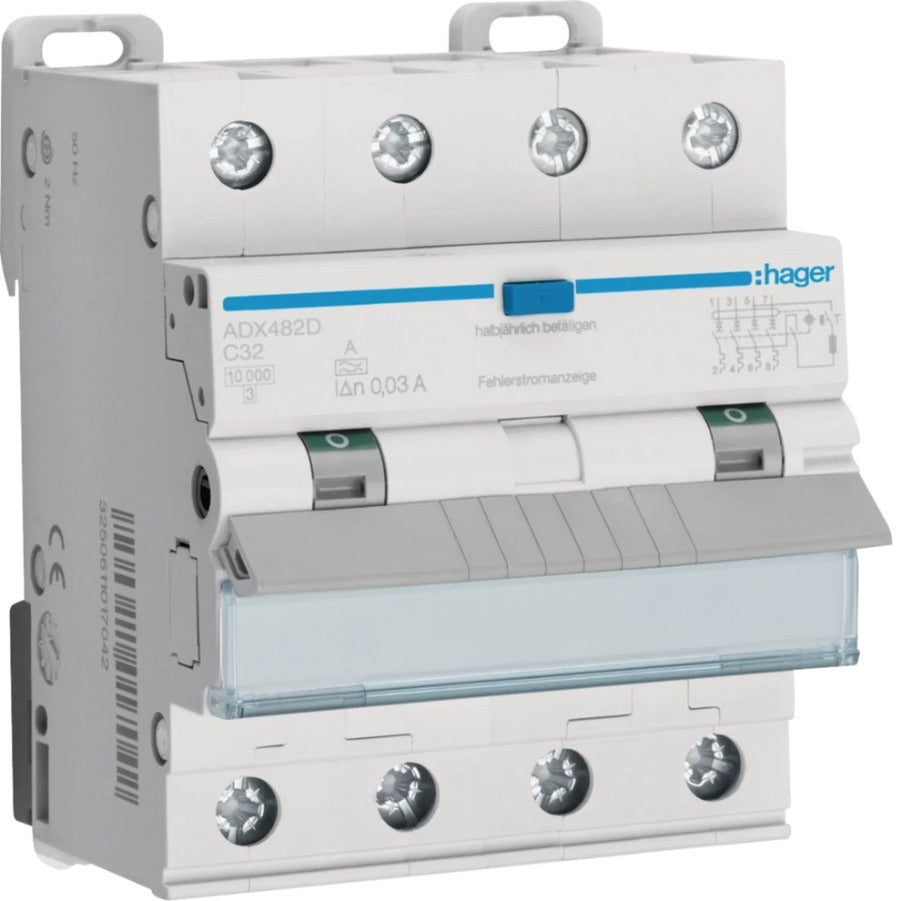 HageHager ADX482D 10kA C-32A FI/LS Schalter 4-polig -Leitungsschutzschalter 4 Polig | Hager