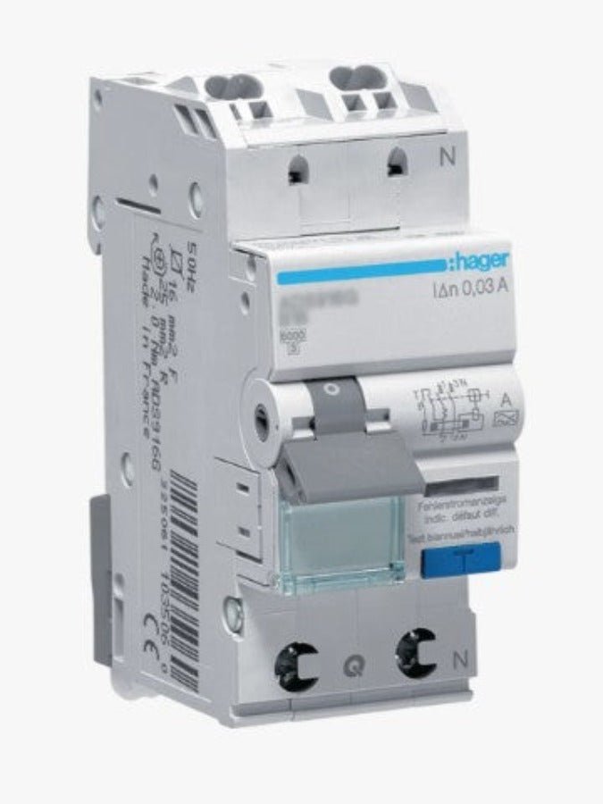 FI/LS-Schalter Hager ADS913D 1P+N 6kA B13A 0,03A A QC&QB | Hager