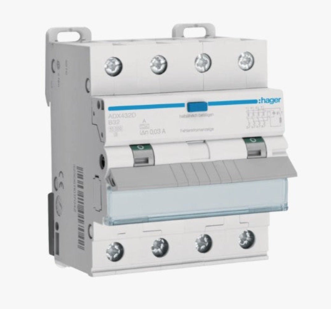 FI/LS-Schalter Hager ADX432D 4polig 10kA B32A 0,03A A | Hager
