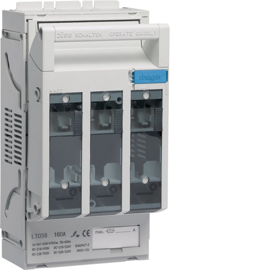 Sicherungslasttrennschalter LT NH00/60mm, 160A, Rahmenklemme für Cu bis 95mm² | Hager
