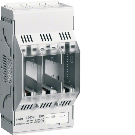 Sicherungsunterteil NH00 3x160A Sammelschiene 60mm  Rahmenklemme 95mm² | Hager