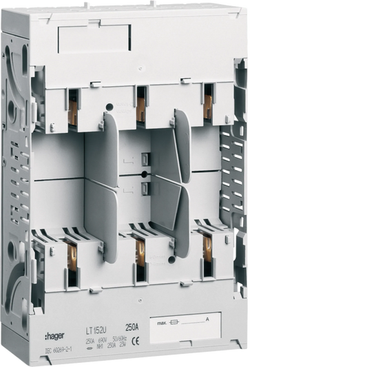 Sicherungsunterteil NH1 3x250A Sammelschiene 40mm Universalanschluss M10 | Hager