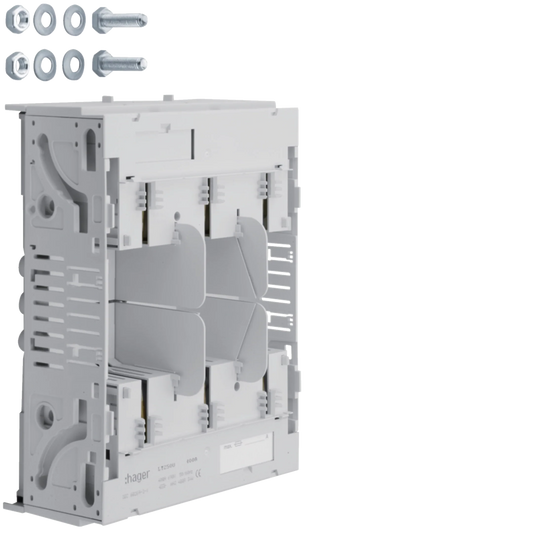 Sicherungsunterteil NH2 3x400A Montageplatte Zu- und Abgang Schraubanschluss M10 | Hager
