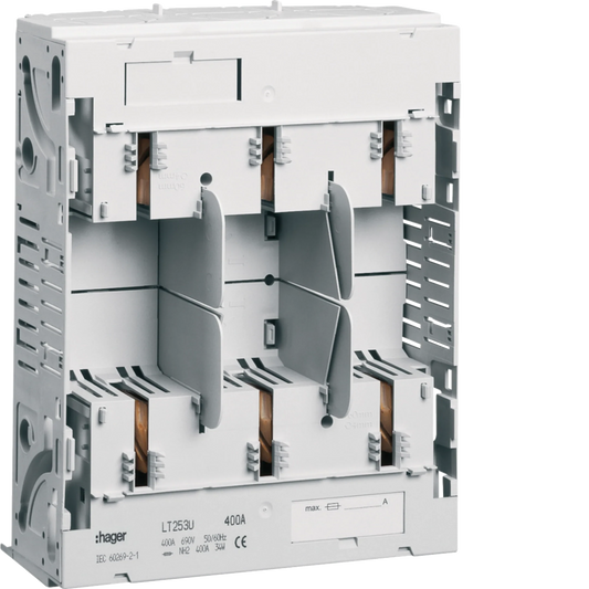 Sicherungsunterteil NH2 3x400A Sammelschiene 60mm Universalanschluss M10 | Hager