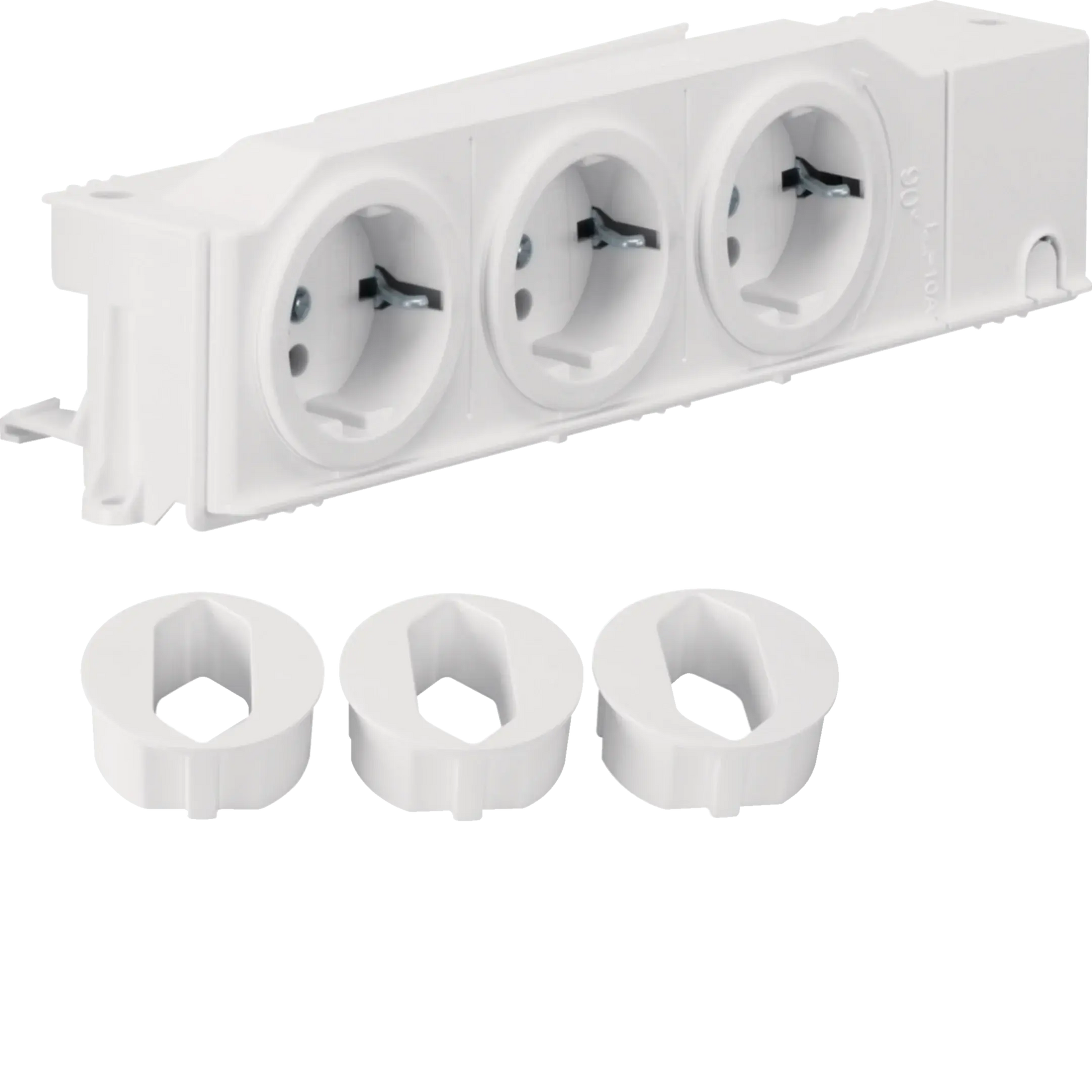 Schuko-Steckdose, universal, 3fach drehbar, geschraubt, Hutschienenmontage | Hager