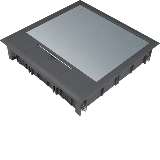 Versorgungseinheit Q12 244x244mm für 5mm Bodenbelag aus Polyamid tiefschwarz | Hager